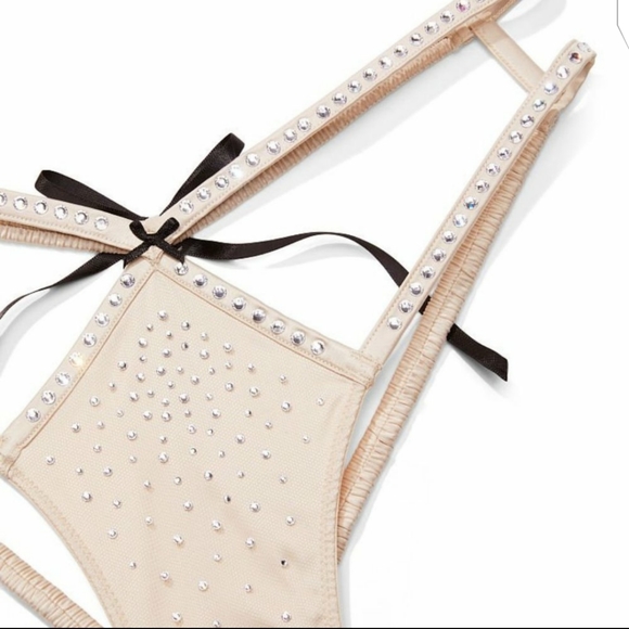 Victorias Secret Dream Angels Rhinestone Strappy Satin Shine Cheekini Panty - Picture 6 of 11